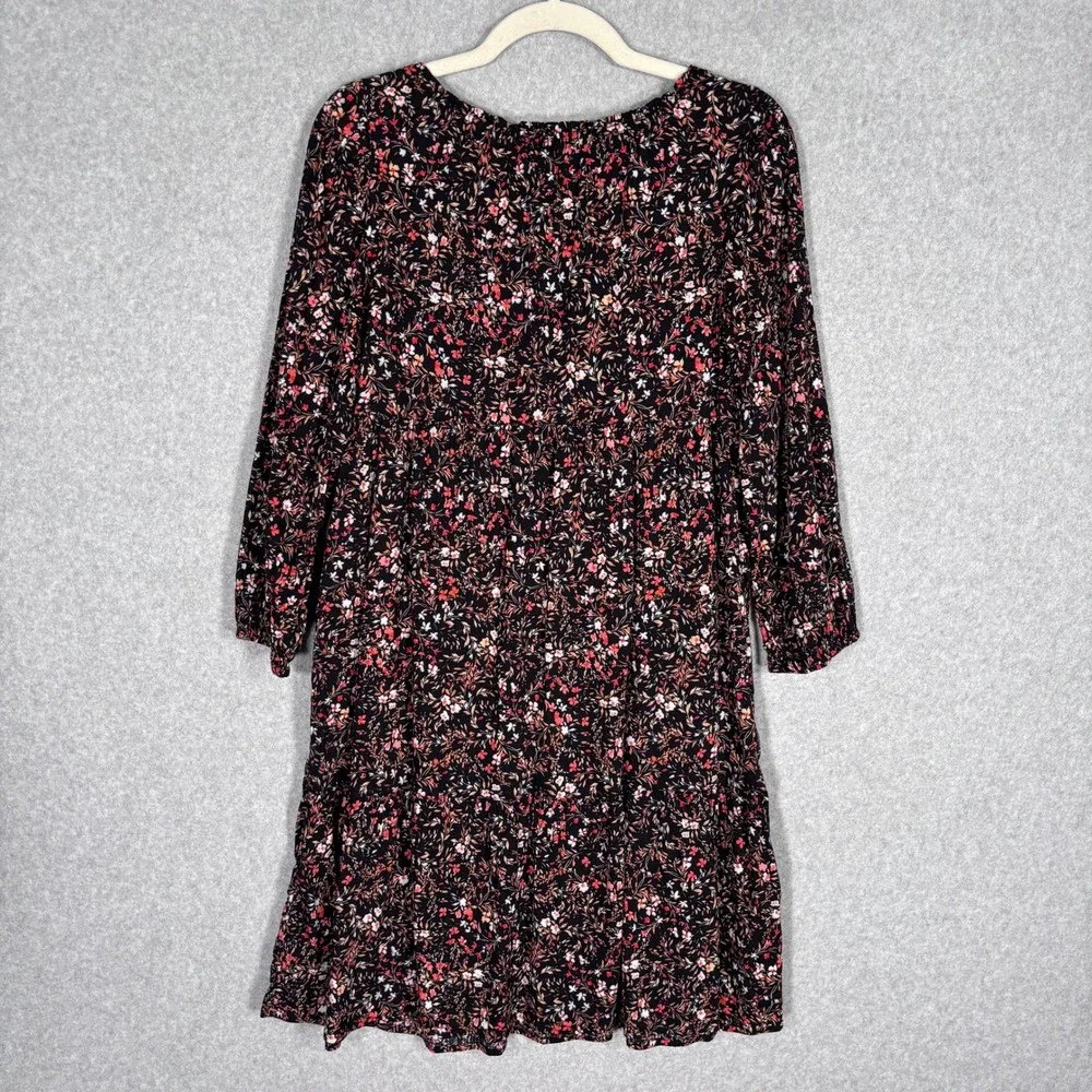Old Navy Girls Babydoll‎ Peasant Dress XL Black Floral Tiered Cottage Western